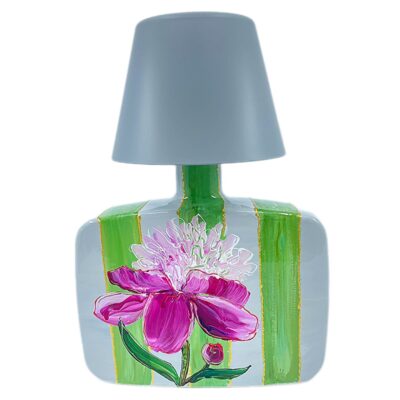 Tafellamp Green Striped Grey Flower