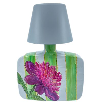 Tafellamp Green Striped Grey Flower