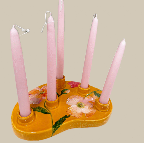 Doortje IJpelaar Kandelaar Keramiek Oranje Poppy.