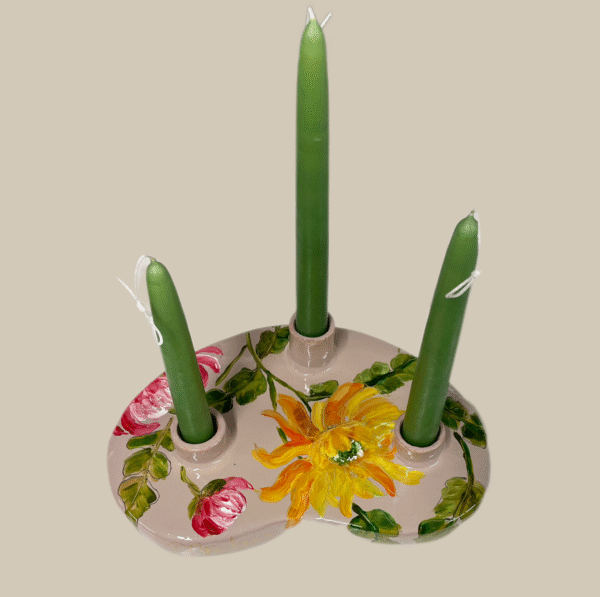 Kandelaar Taupe Bloemen - Afbeelding 3