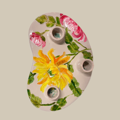 Kandelaar Taupe Bloemen