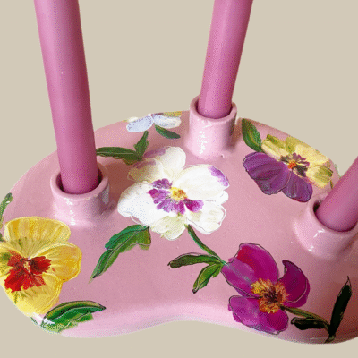 Kandelaar Oud Roze Viooltjes