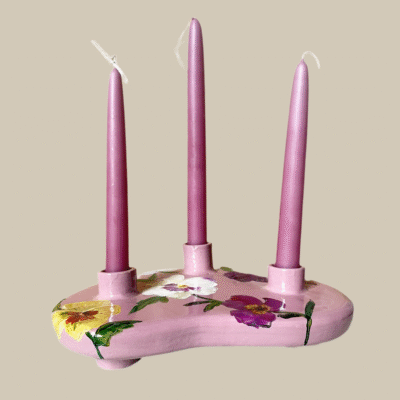 Kandelaar Oud Roze Viooltjes