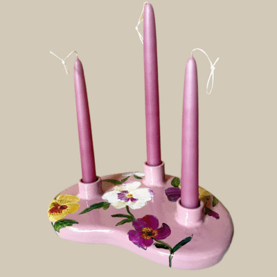 Kandelaar Oud Roze Viooltjes